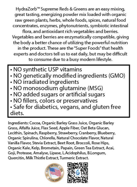 HydraZorb Supreme Reds and Greens - 30 servings